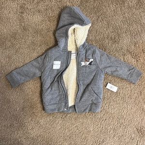 Old Navy Sherpa Lined Grey Shark Hoodie - 18-24 Months
